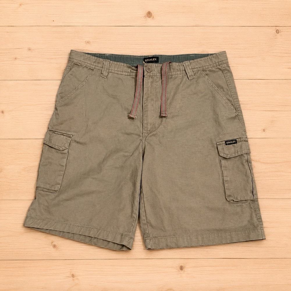 Stanley Workwear Men's Size 36 Khaki Cargo Shorts 100% Cotton Drawstring[L]